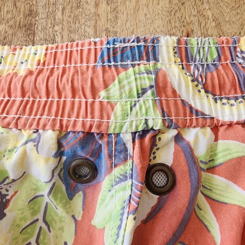 Polo Ralph Lauren Shorts Mens Large Orange Hawaiian Swim Trunks Lined Drawstring
